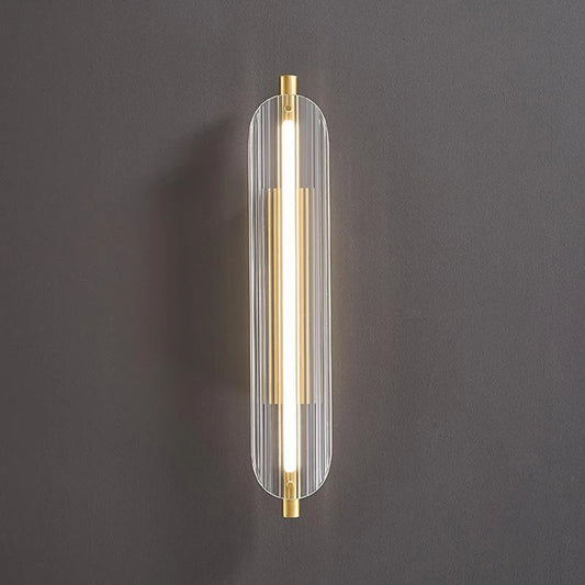 Clear Glass Wall Light Brass Gold