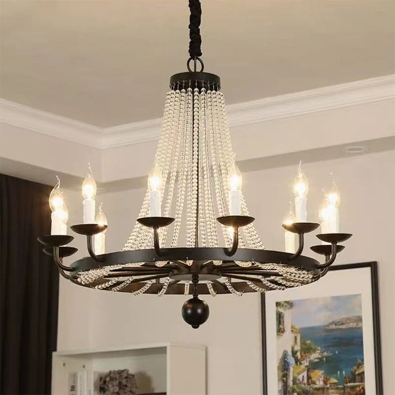 American Retro Crystal Candle E14 Chandelier