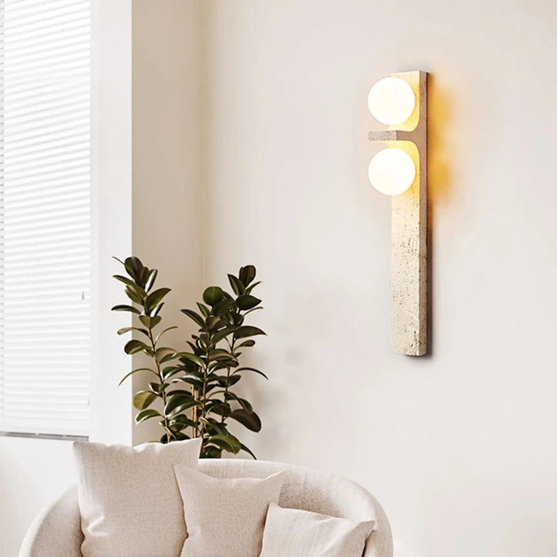Wall Light Sconce Natural Stone White Glass G9 Bulb