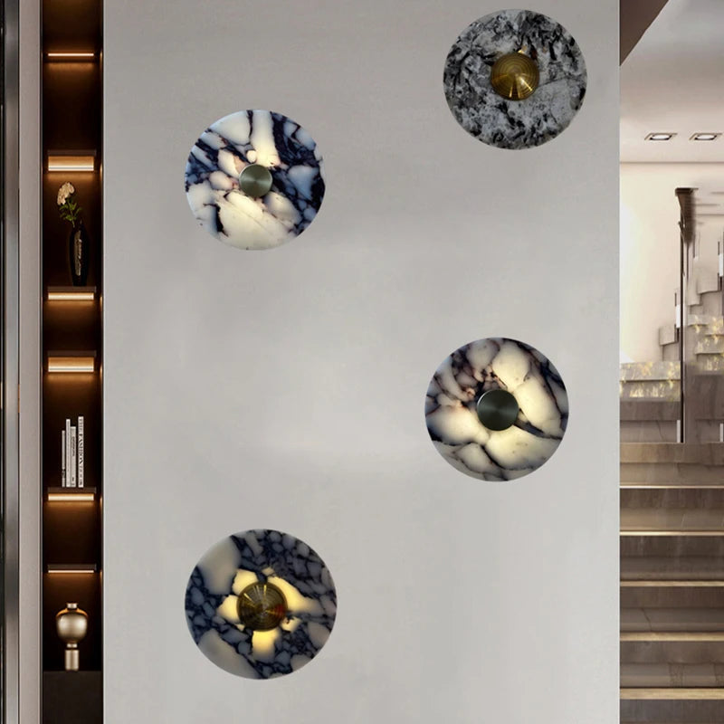 Art Wall Light Stone Gold Metal
