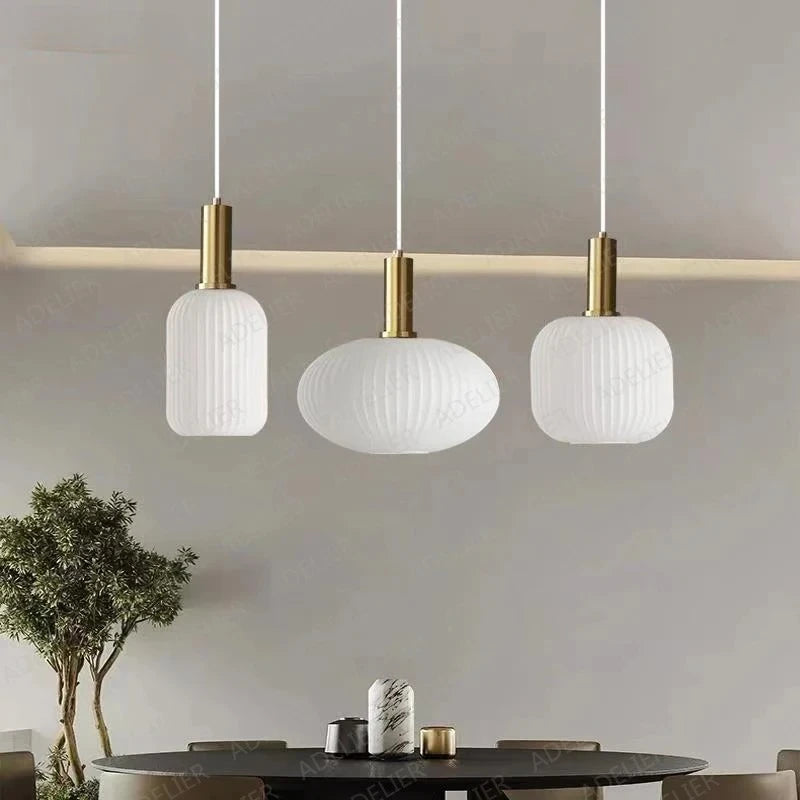 White Glass Nordic Restaurant Pendant Lights Simplicity Free