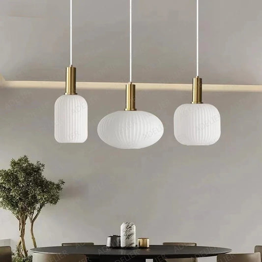 White Glass Nordic Restaurant Pendant Lights Simplicity Free