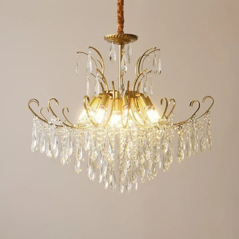 French Royal Crystal E14 LED Pendant Lights Bedroom Romantic
