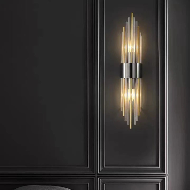 Clear Crystal LED Wall Lamp E14 Bulb Stainless Steel