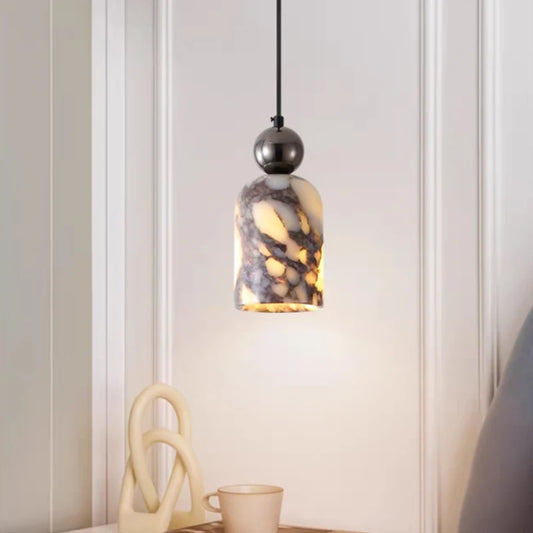 Natural Marble LED Chandelier Wire Adjustable E27 Bulb