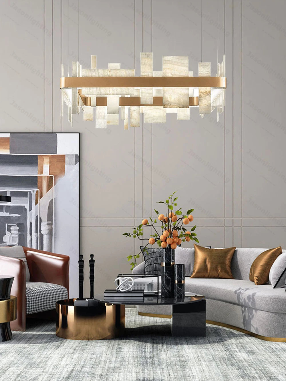 60-180CM Natural Marble Series Dimmable LED Chandelier
