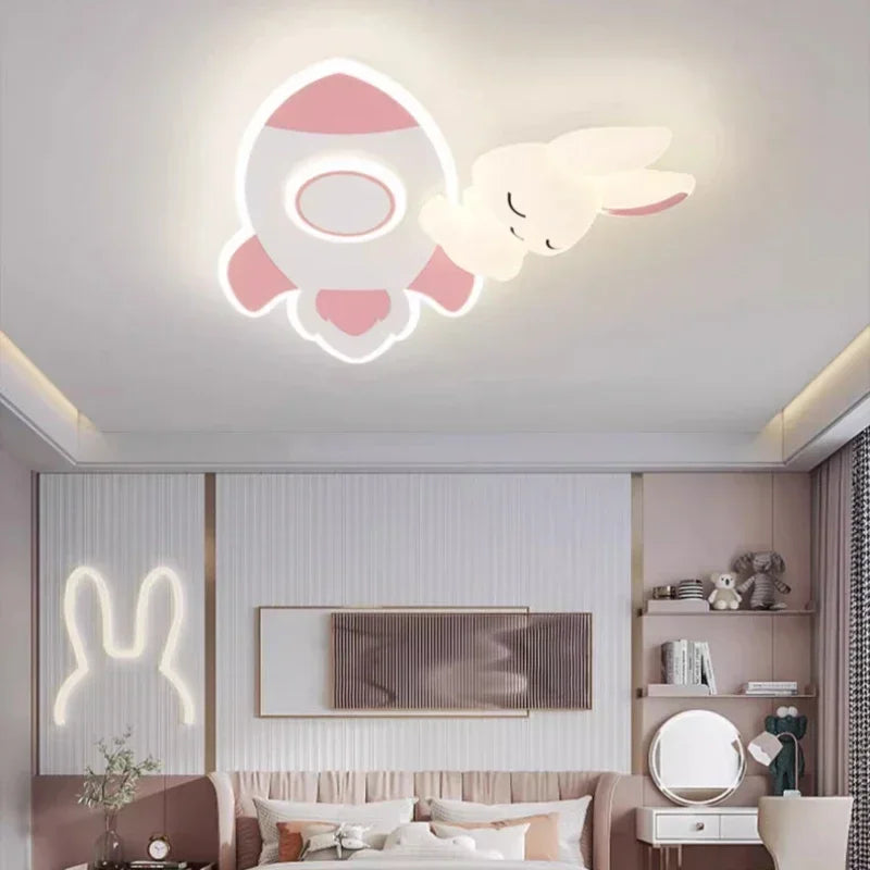 Cute Children's Room Ceiling Lights LED White Rabbit Light
