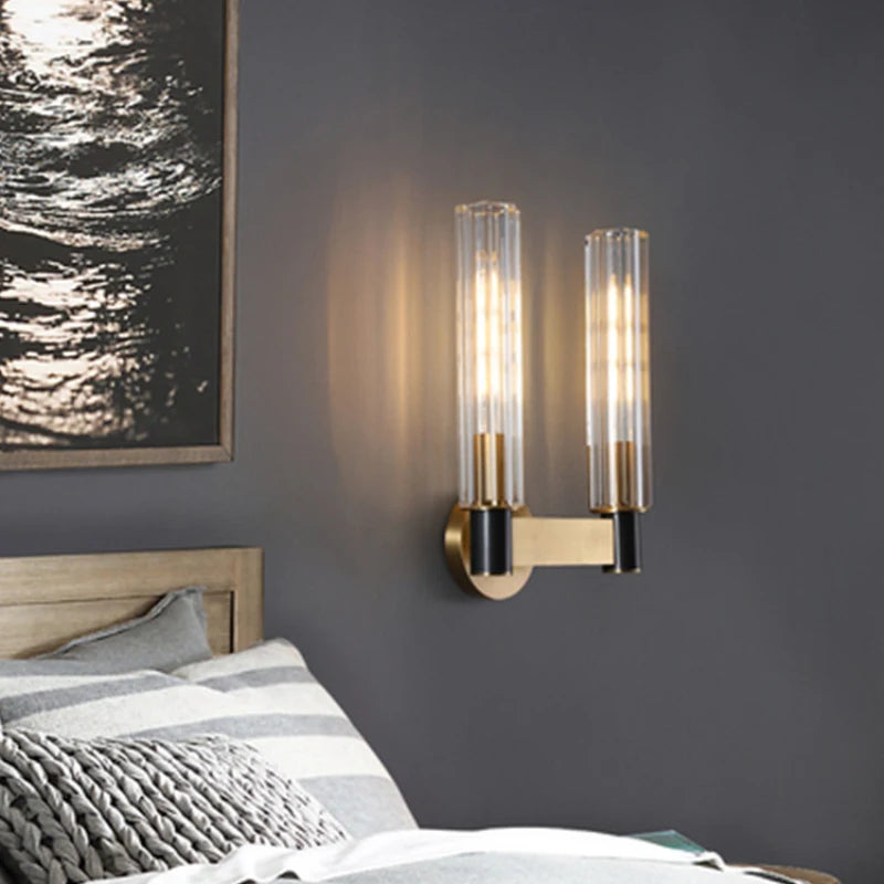 Clear Crystal LED Wall Sconces Brass