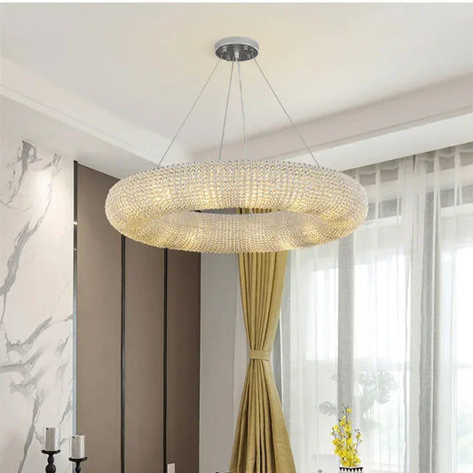 American K9 Crystal E14 LED Pendant Light Loft Round Iron