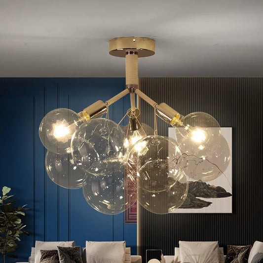 Edison G80 E27 LED Chandelier Glass Globe Ceiling