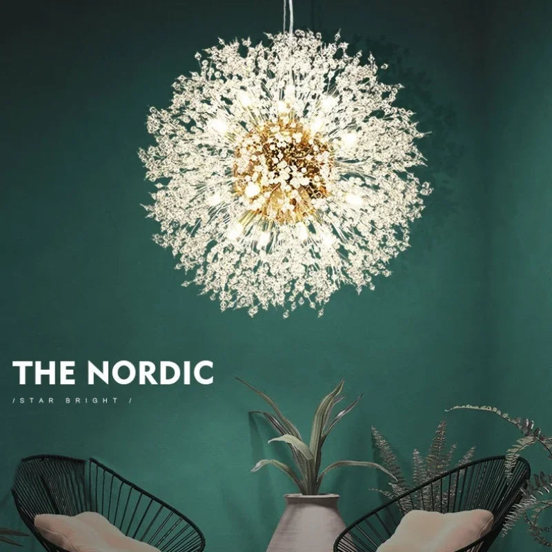 Nordic Dandelion Chandelier Gold Chrome G9 Pendant