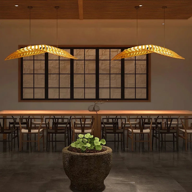 Nordic Wood Fish Bone LED Pendant