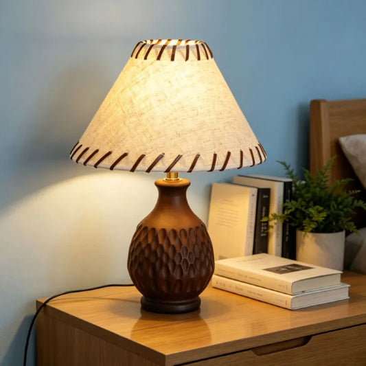 Art Fabric Lampshade Table Lamp E27 Bulb EU AU US Plug Black