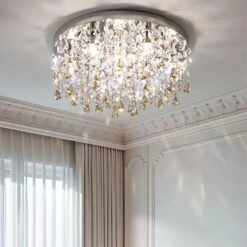 Steel Ceiling Lights LED Crystal Lamp Living Room Luminaires