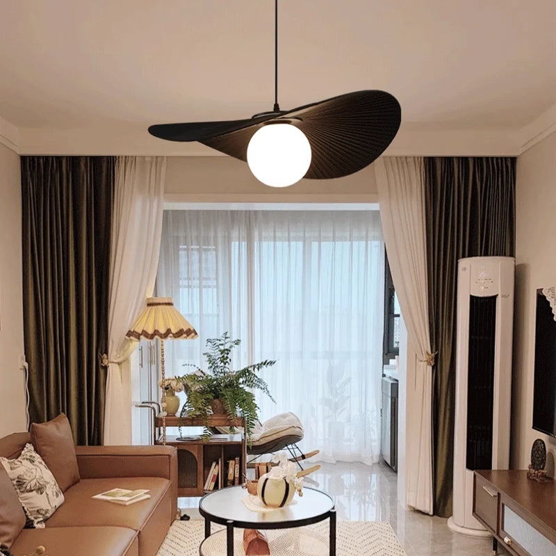Nordic Home Deocr Hat Pendant Lights White Black Pleated