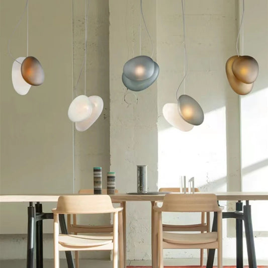 Colorful Glass Chandelier White Blue Gray Amber Pendant Lamp