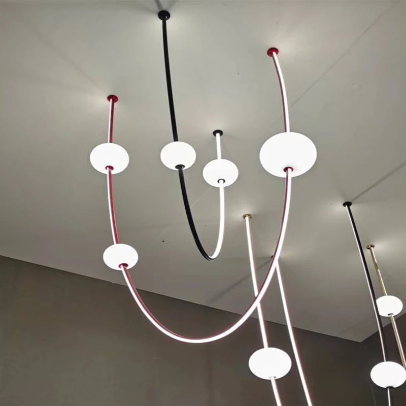 Postmodern Glass Ball Chandelier Nordic LED Curve