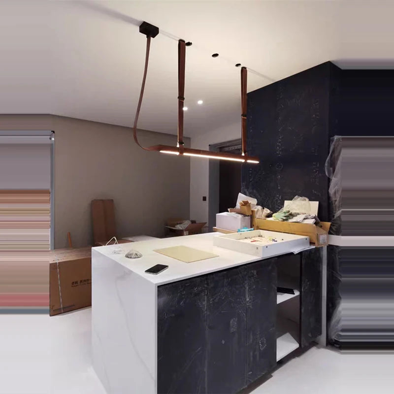Build Home Artistic Leather Black Brown Pendant Lights
