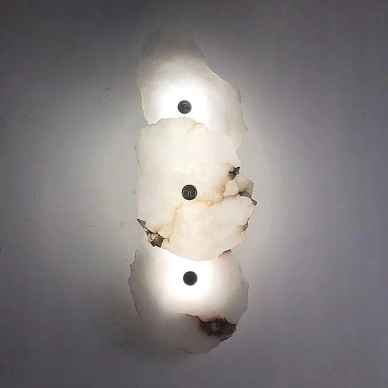 Natural Marble LED Wall Lamp Copper Novelty Lighting Sconce