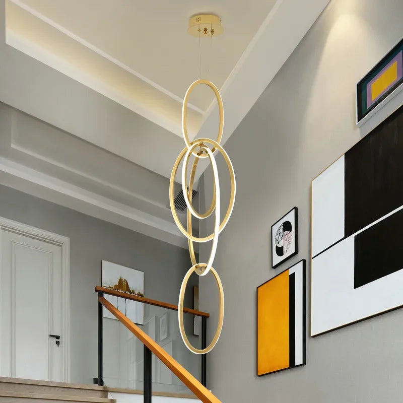 Post Polish Steel LED Pendant Light Gold