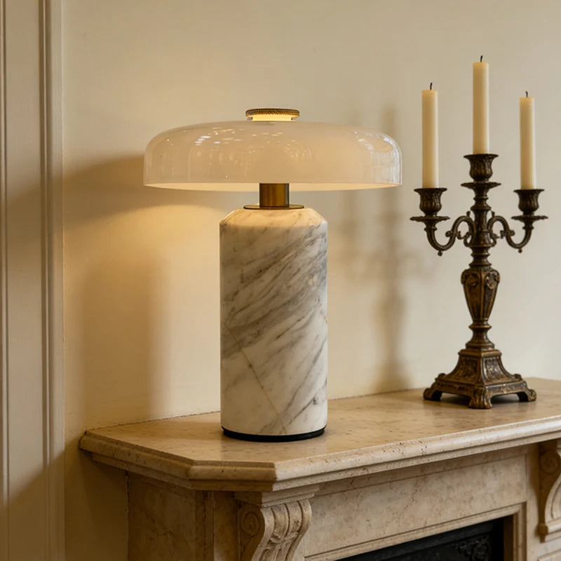 Natural White Marble Table Lamp Atmosphere Home Glass
