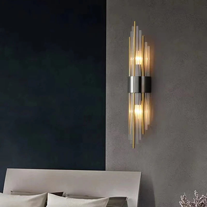 Clear Crystal LED Wall Lamp E14 Bulb Stainless Steel