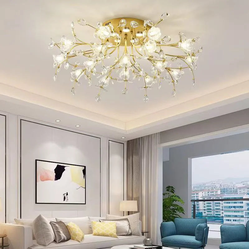 European Gold LED G9 Ceiling Light K9 Crystal