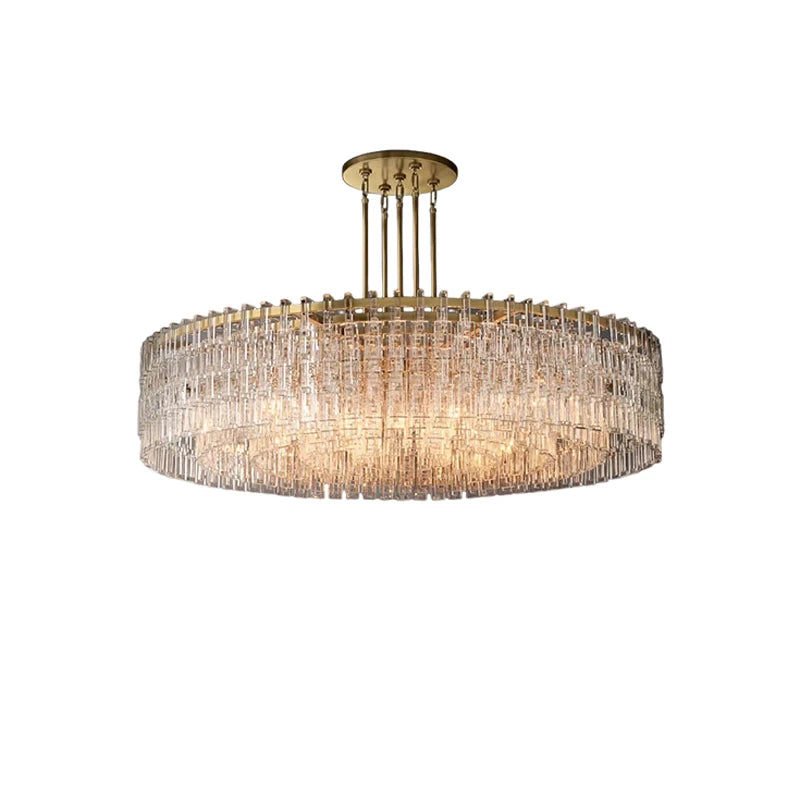American Rectangular Crystal Brass Chrome E14 LED Chandelier