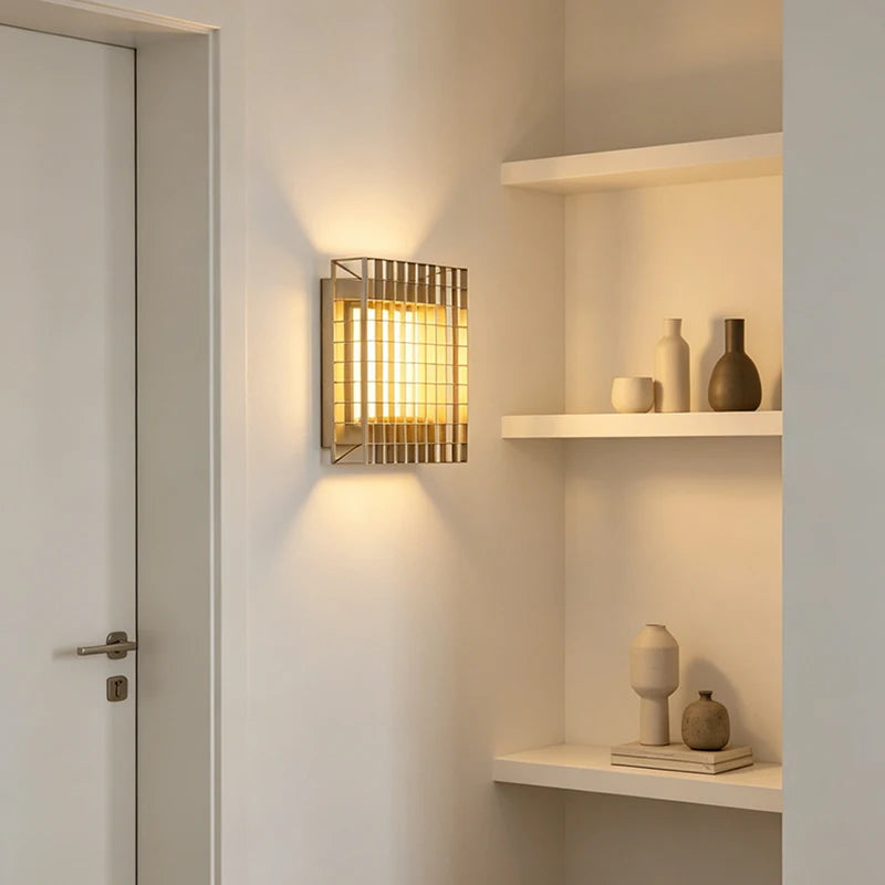 Art Deco LED Wall Lamp White Silver Metal Indoor Sconce