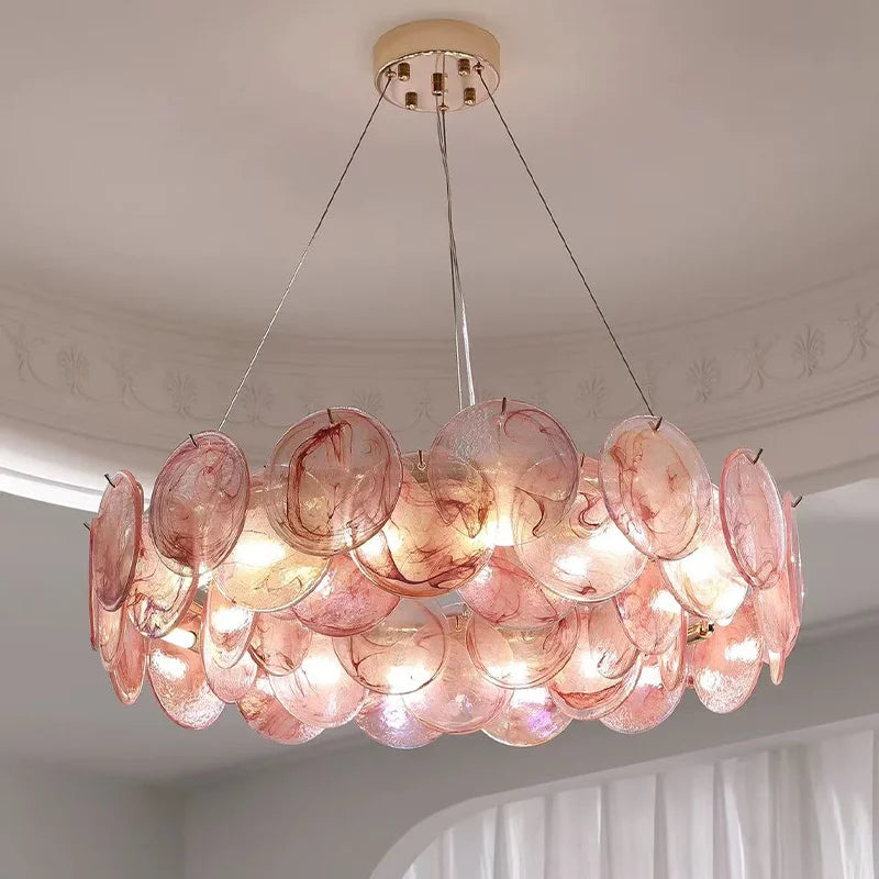 Colorful Glass LED Pendant Lights French Living Room E14