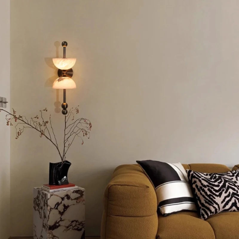 Natural Marble LED Wall Light Black Gold Copper