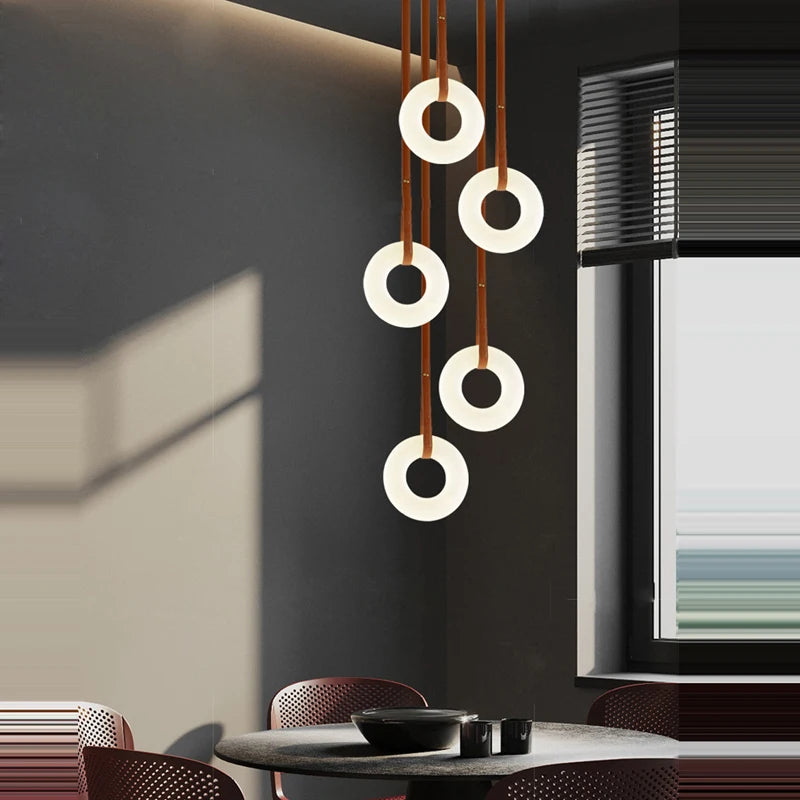 Marble Ring Brown Dark Leather Pendant Lights