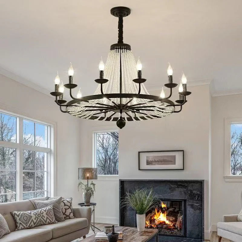 American Retro Crystal Candle E14 Chandelier