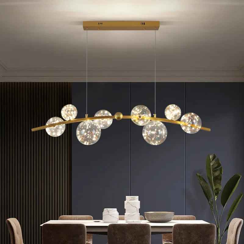Dining Room LED Dimmable Pendant Lights Straight Metal