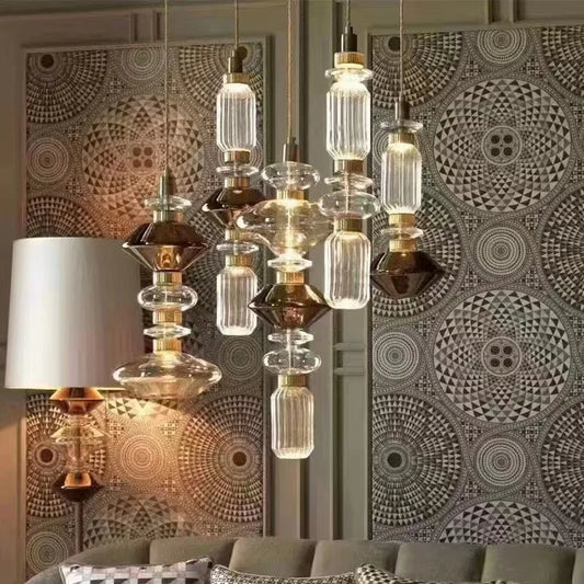 Clear Amber Glass LED Chandelier Pendant