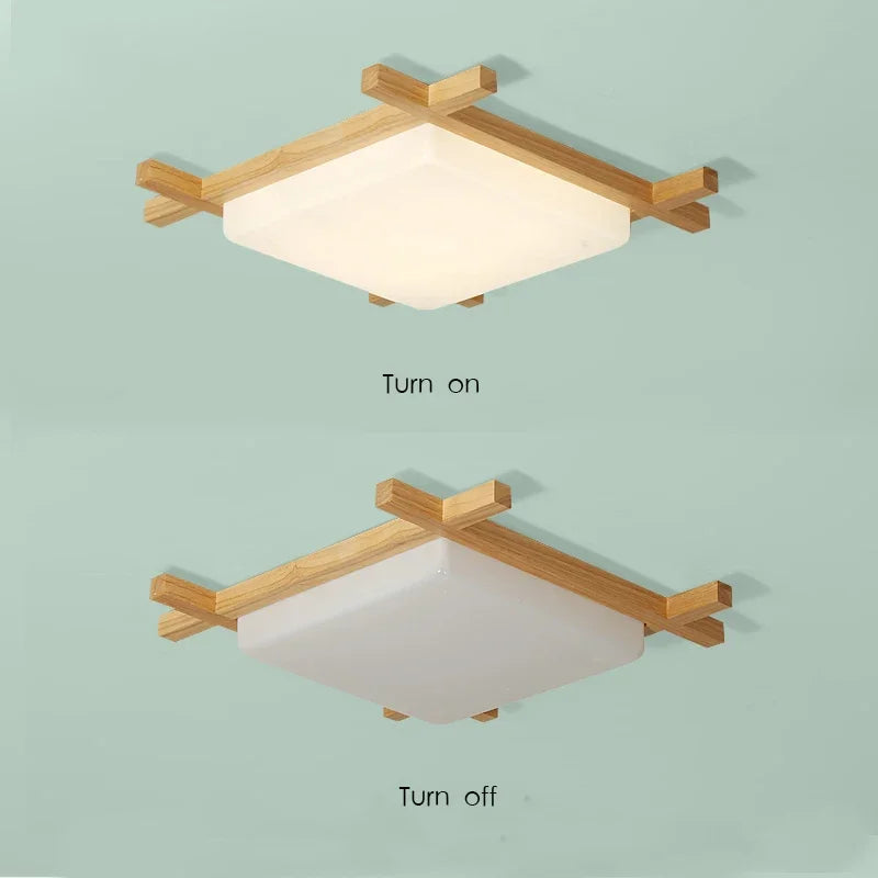 Chinese Ceiling Lights Wood Lampshades Flush Mount Light
