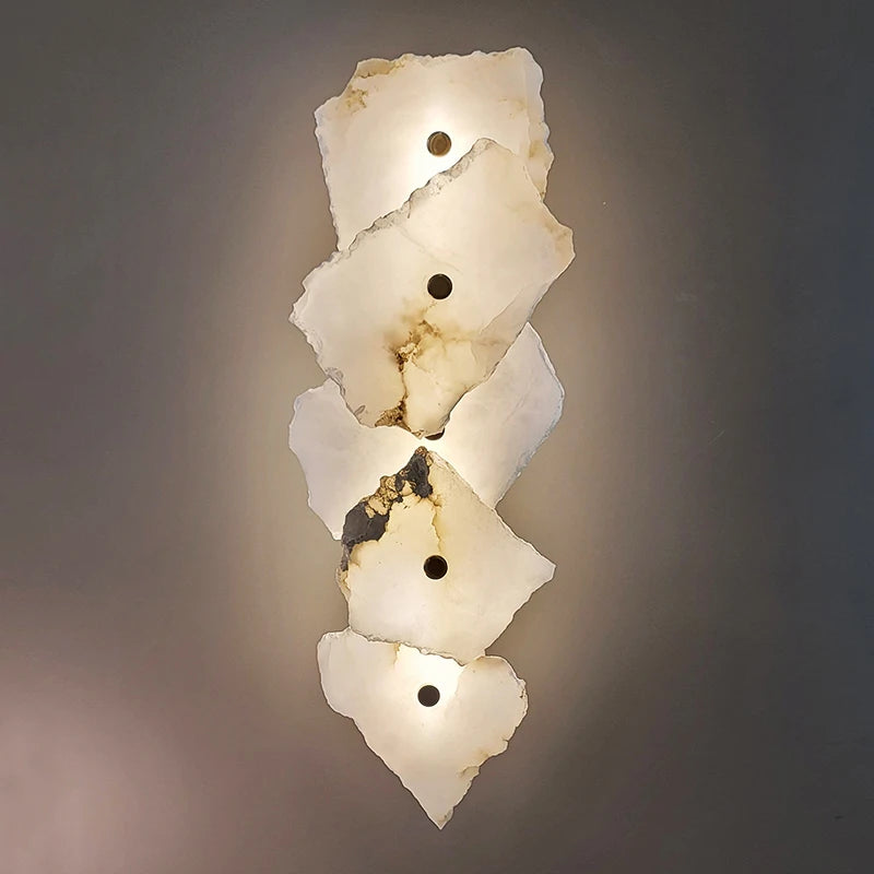 Natural Marble LED Wall Lamp Copper Novelty Lighting Sconce