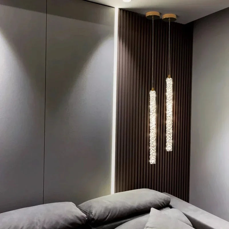 Bedside LED Luminaires Crystal Pendant Lights Sofa