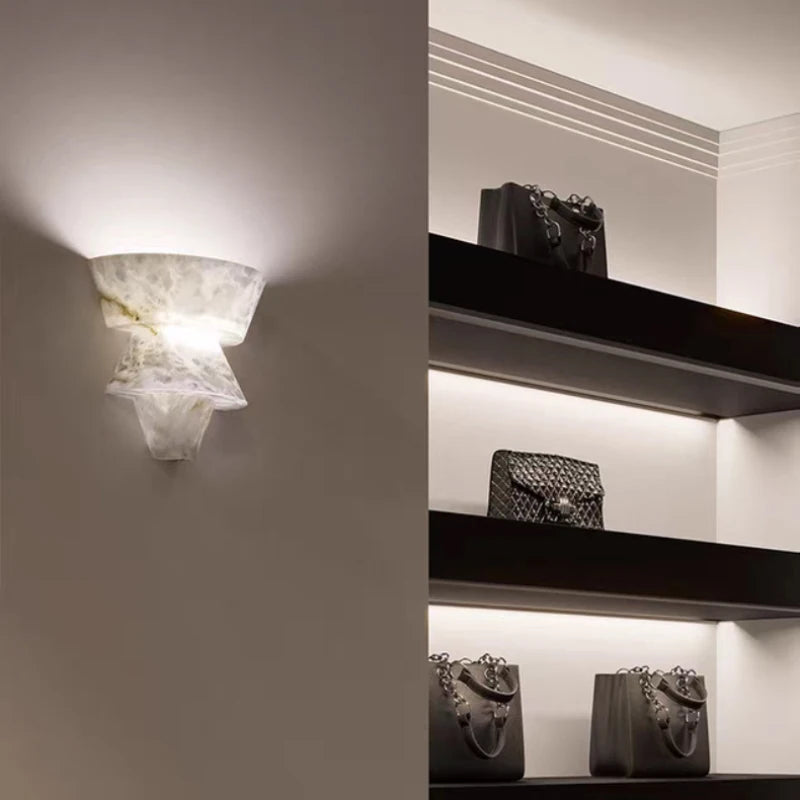 Italian Art Real Marble Wall Light G4 Bulb Home Sconce