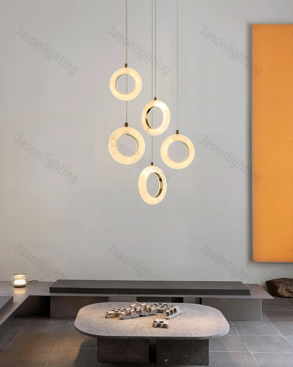 LED Classic Marble Circle DIY Hanging Lamp Chandelier
