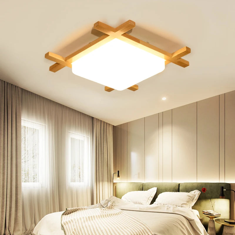 Chinese Ceiling Lights Wood Lampshades Flush Mount Light