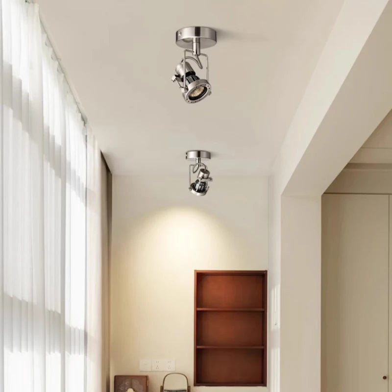 American Vintage Wall Light GU10 Bulb Silver Metal Rotatable
