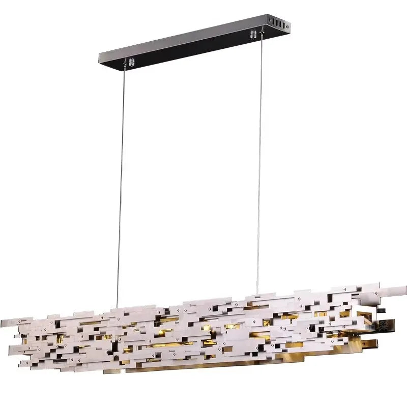 Postmodern LED Chandelier Dining Room Island Chrome