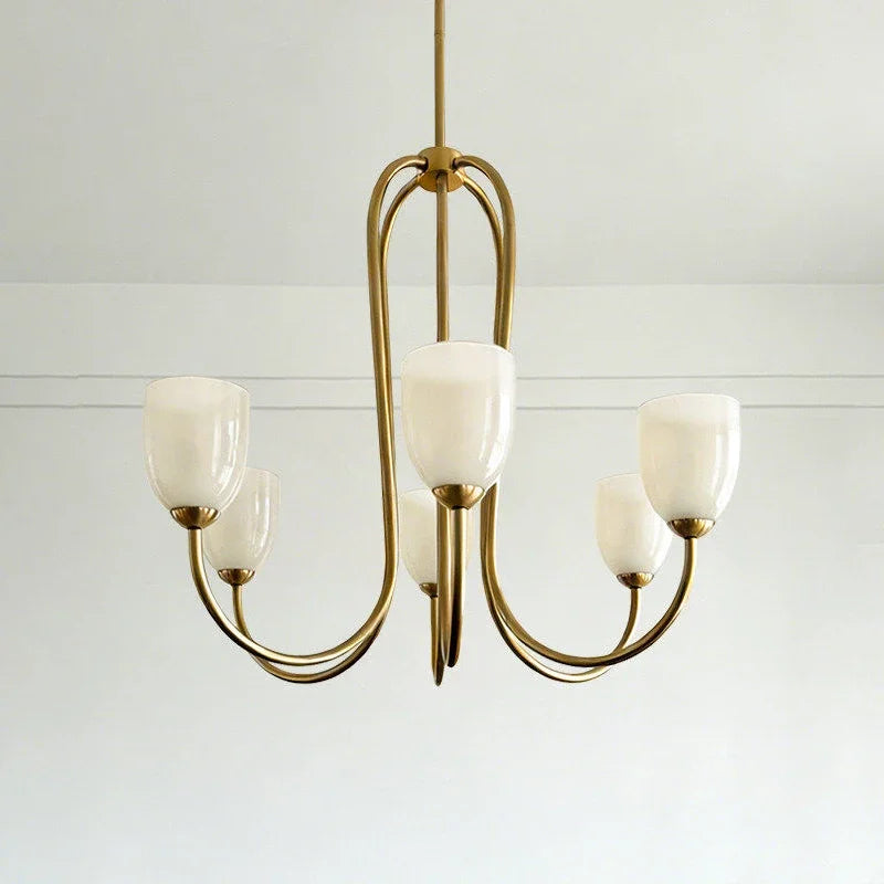 Nordic Romantic Glass E27 LED Chandelier Pink White Shades