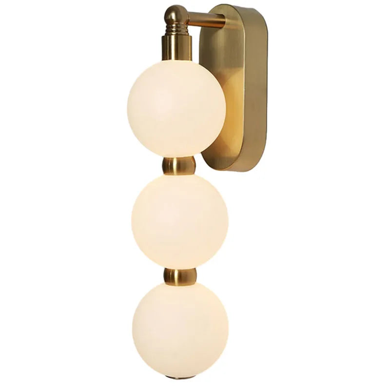 White Acrylic Ball Wall Lights Changeable Dimming Gold Metal