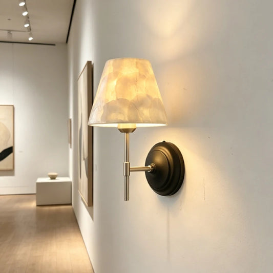 Shell Lampshade Wall Lamp E27 Bulb Gold Metal