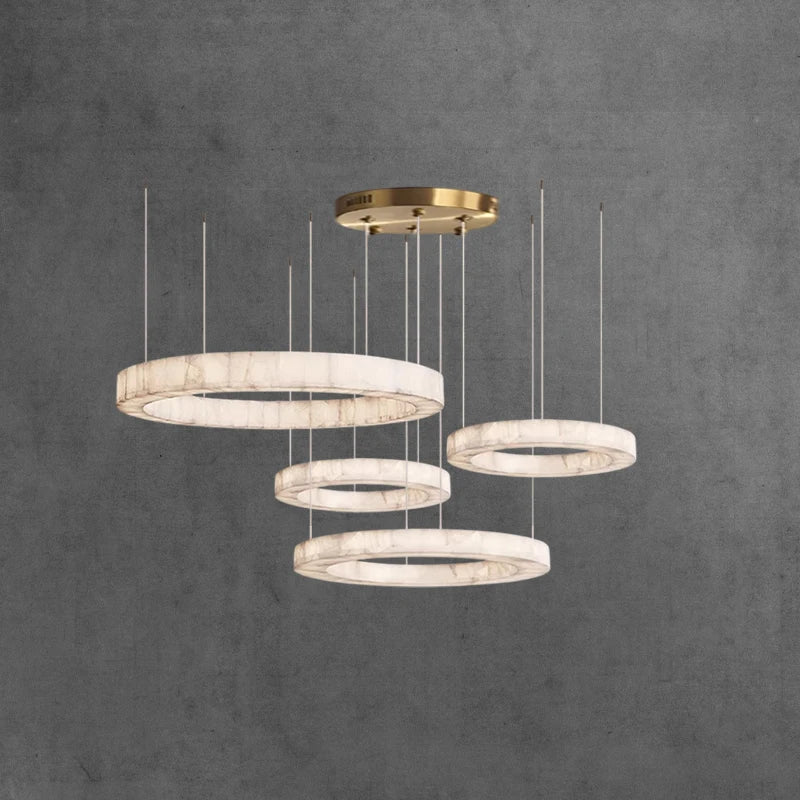 50-200CM Natural Marble Ring Pendant Light Alabaster
