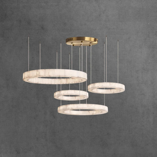 50-200CM Natural Marble Ring Pendant Light Alabaster