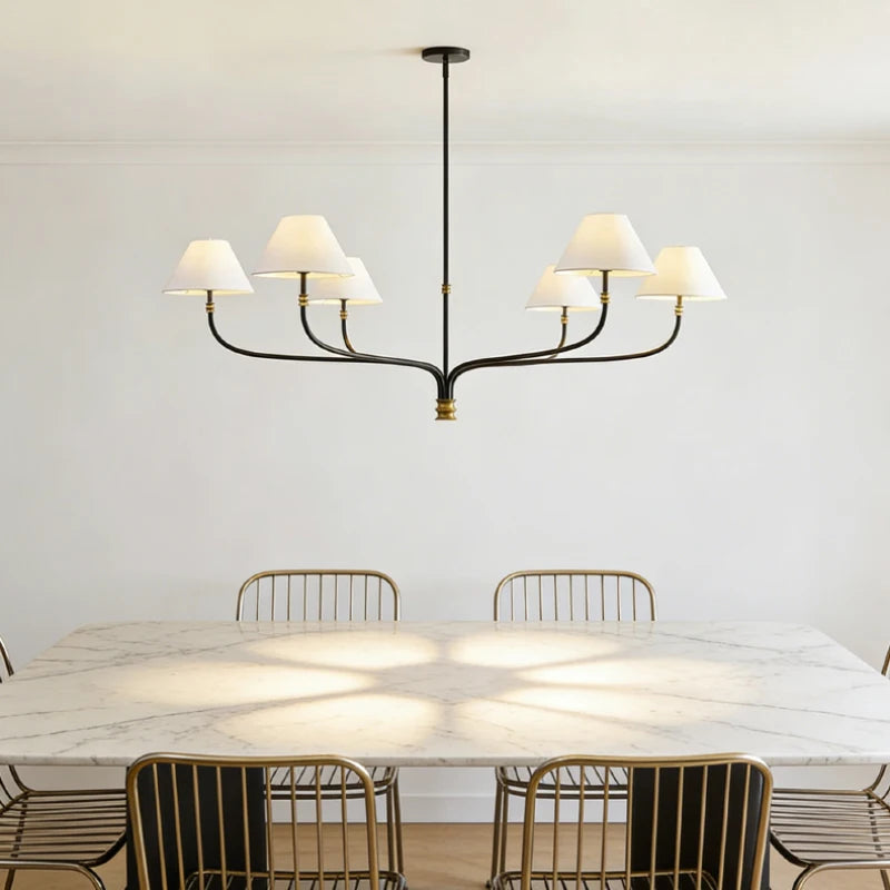 2 3 6 8 10 Lights White Lampshade Black Metal