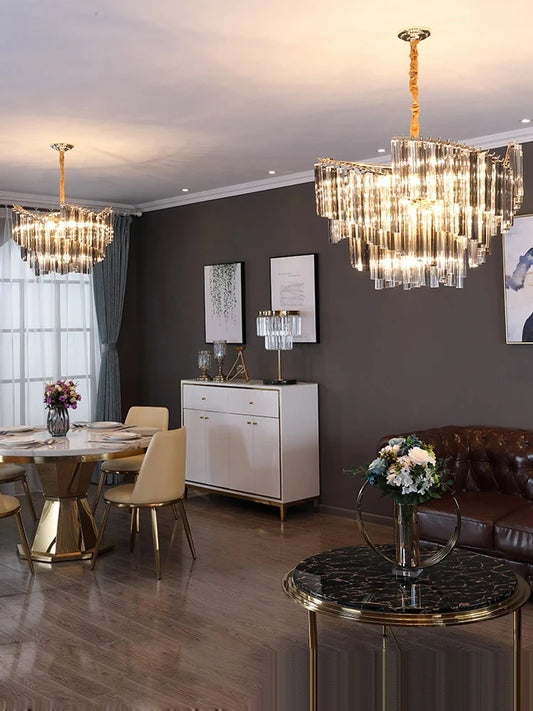 LED Silver Gold Crystal Dimmable Hanging Lamps Lampe Pendant